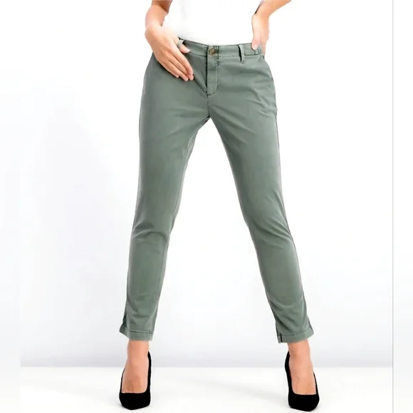 NWOT Gap Girlfriend Twill Stripe Chinos - Olive - Size 6 - Picture 2 of 5
